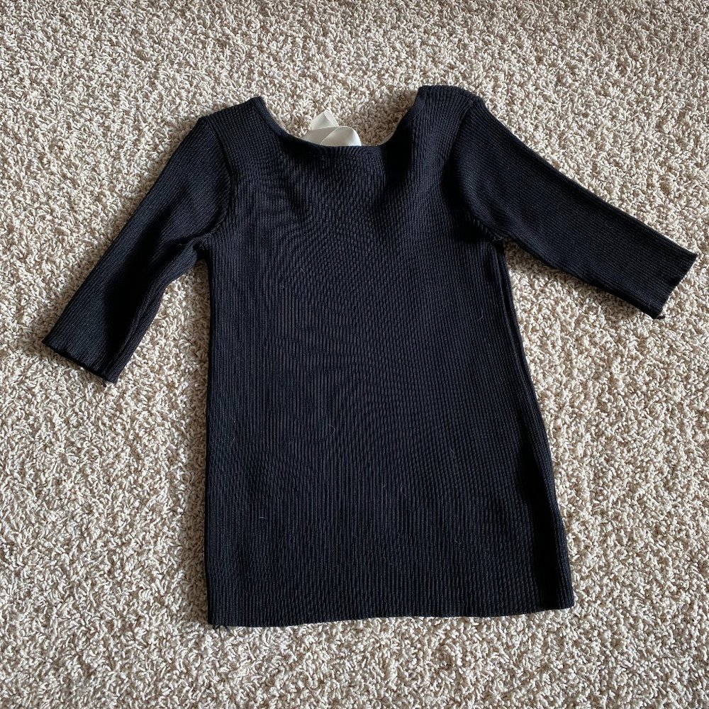 Black Ribbed 3/4 Sleeve Top